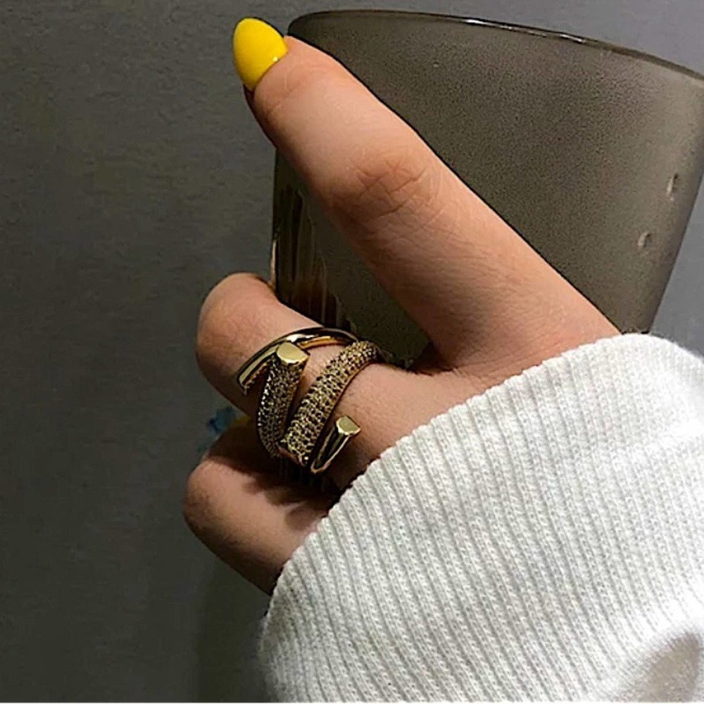 Gold Plated Micro Zircon Statement Ring - Picture 5 of 9